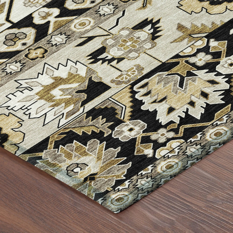 3' X 5' Black And Beige Cactus Washable Indoor Outdoor Area Rug Homeroots Outdoor
