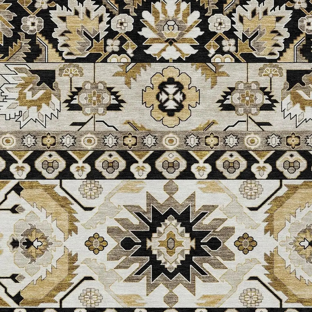 3' X 5' Black And Beige Cactus Washable Indoor Outdoor Area Rug Homeroots Outdoor