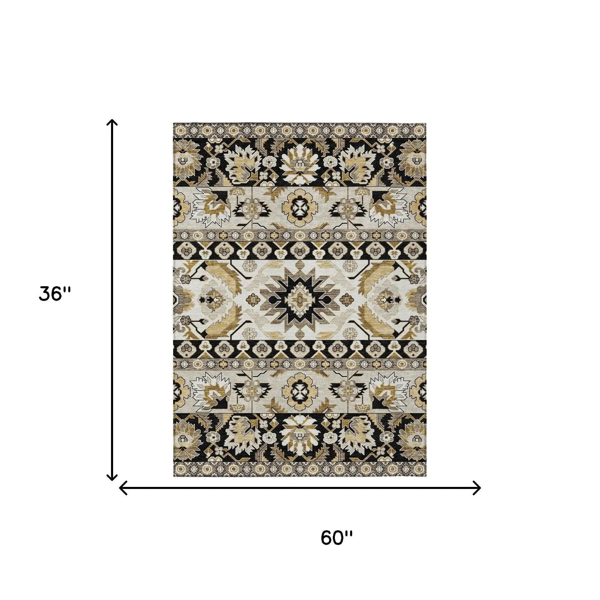 3' X 5' Black And Beige Cactus Washable Indoor Outdoor Area Rug Homeroots Outdoor