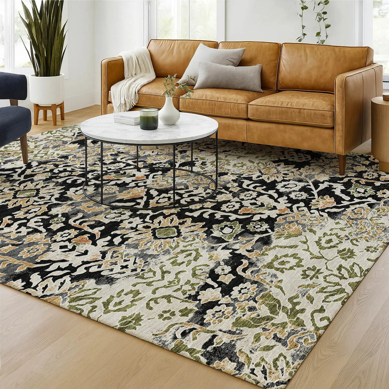 3' X 5' Black And Beige Geometric Washable Indoor Outdoor Area Rug Homeroots Outdoor