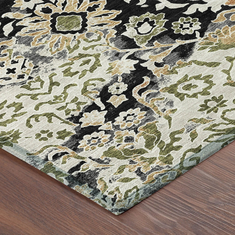3' X 5' Black And Beige Geometric Washable Indoor Outdoor Area Rug Homeroots Outdoor