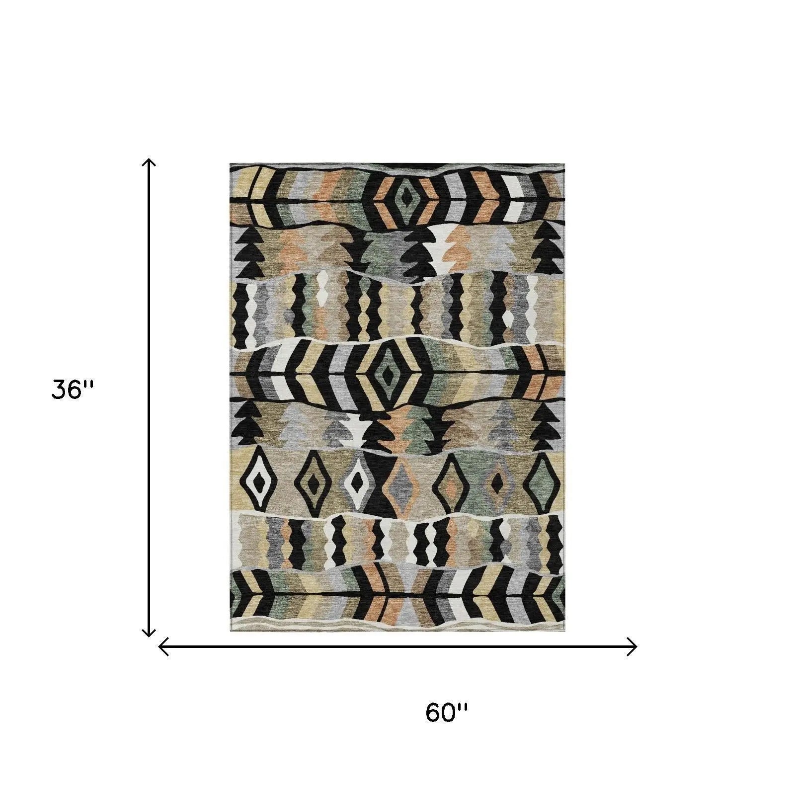 3' X 5' Black And Beige Geometric Washable Indoor Outdoor Area Rug Homeroots Outdoor