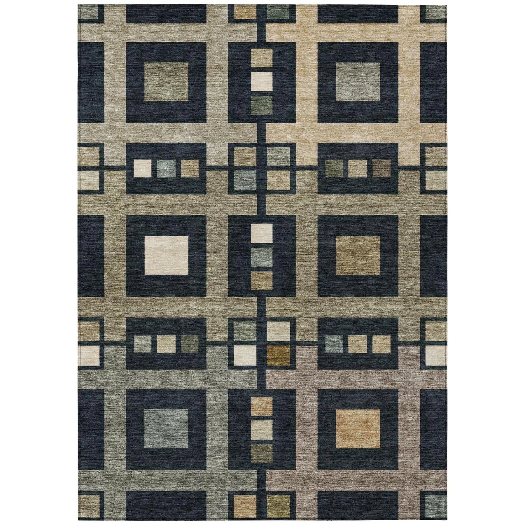 3' X 5' Black And Beige Geometric Washable Indoor Outdoor Area Rug Homeroots Outdoor