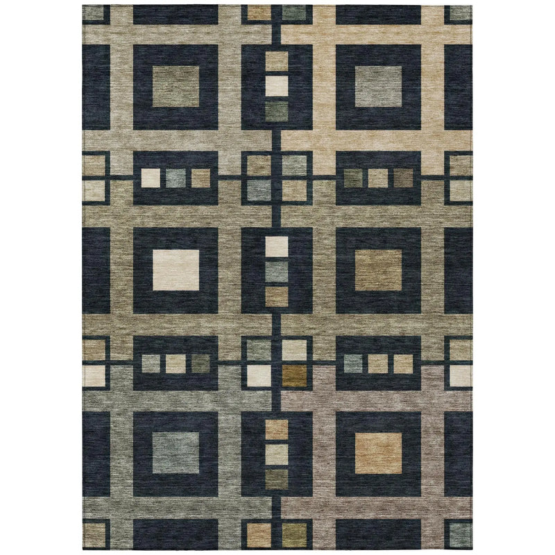 3' X 5' Black And Beige Geometric Washable Indoor Outdoor Area Rug Homeroots Outdoor