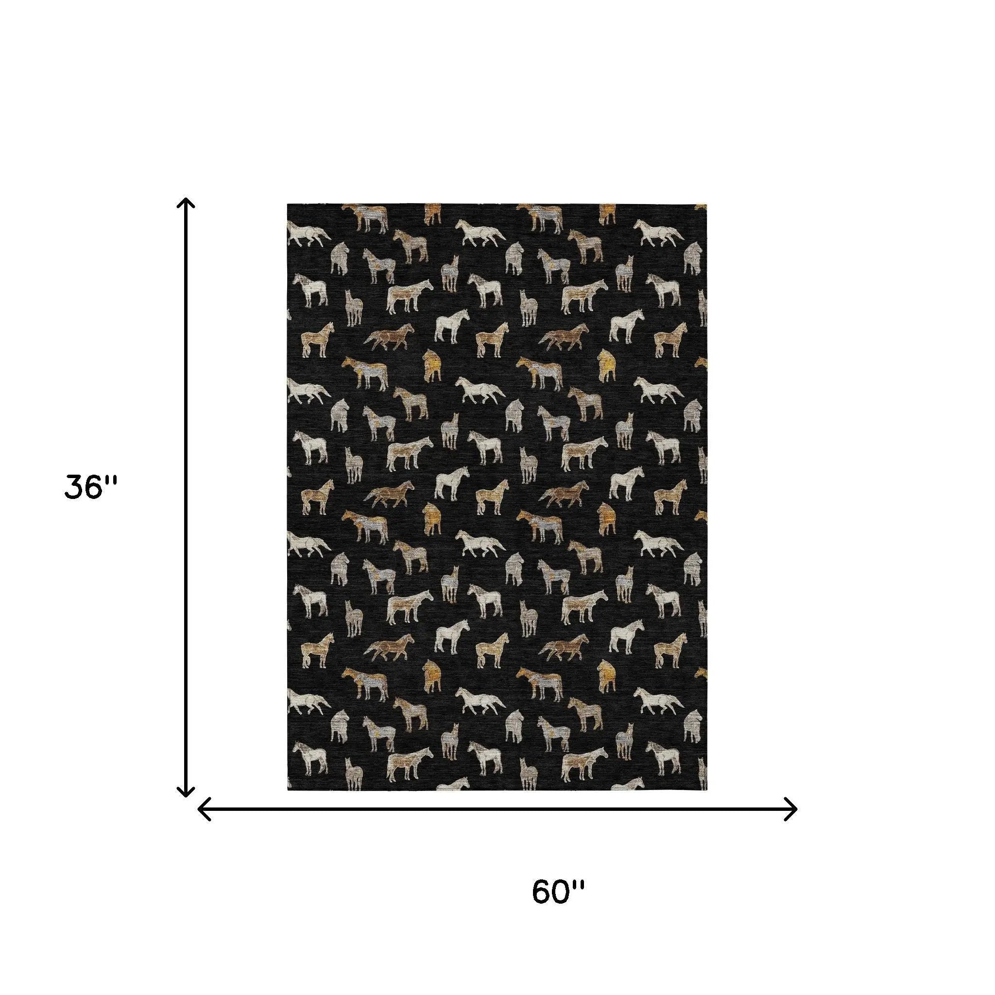 3' X 5' Black And Beige Horse Washable Indoor Outdoor Area Rug Homeroots Outdoor