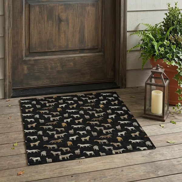 3' X 5' Black And Beige Horse Washable Indoor Outdoor Area Rug Homeroots Outdoor