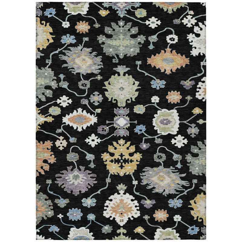 3' X 5' Black And Beige Oriental Washable Indoor Outdoor Area Rug Homeroots Outdoor