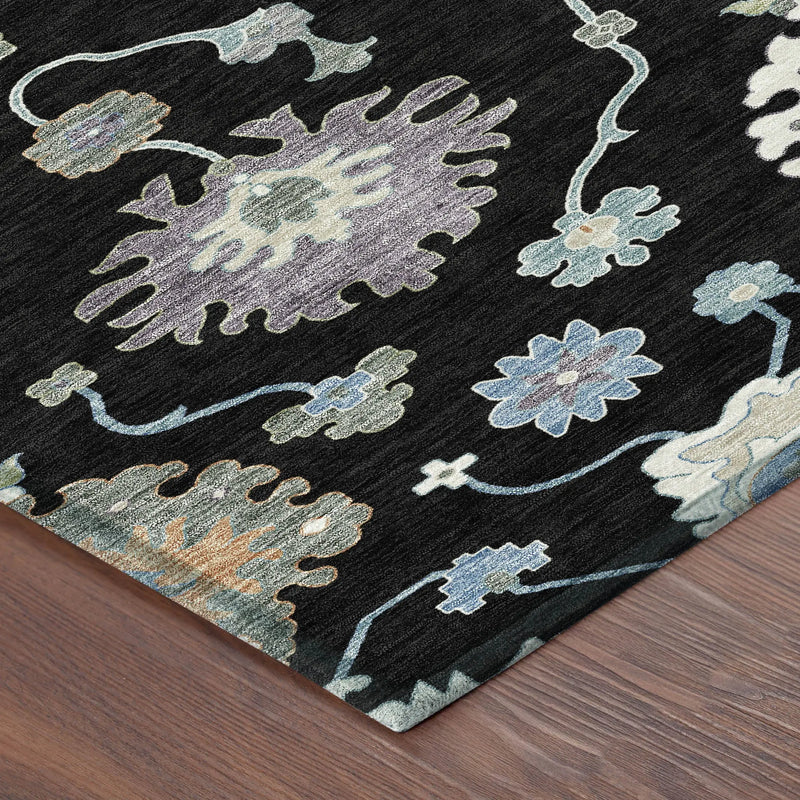 3' X 5' Black And Beige Oriental Washable Indoor Outdoor Area Rug Homeroots Outdoor