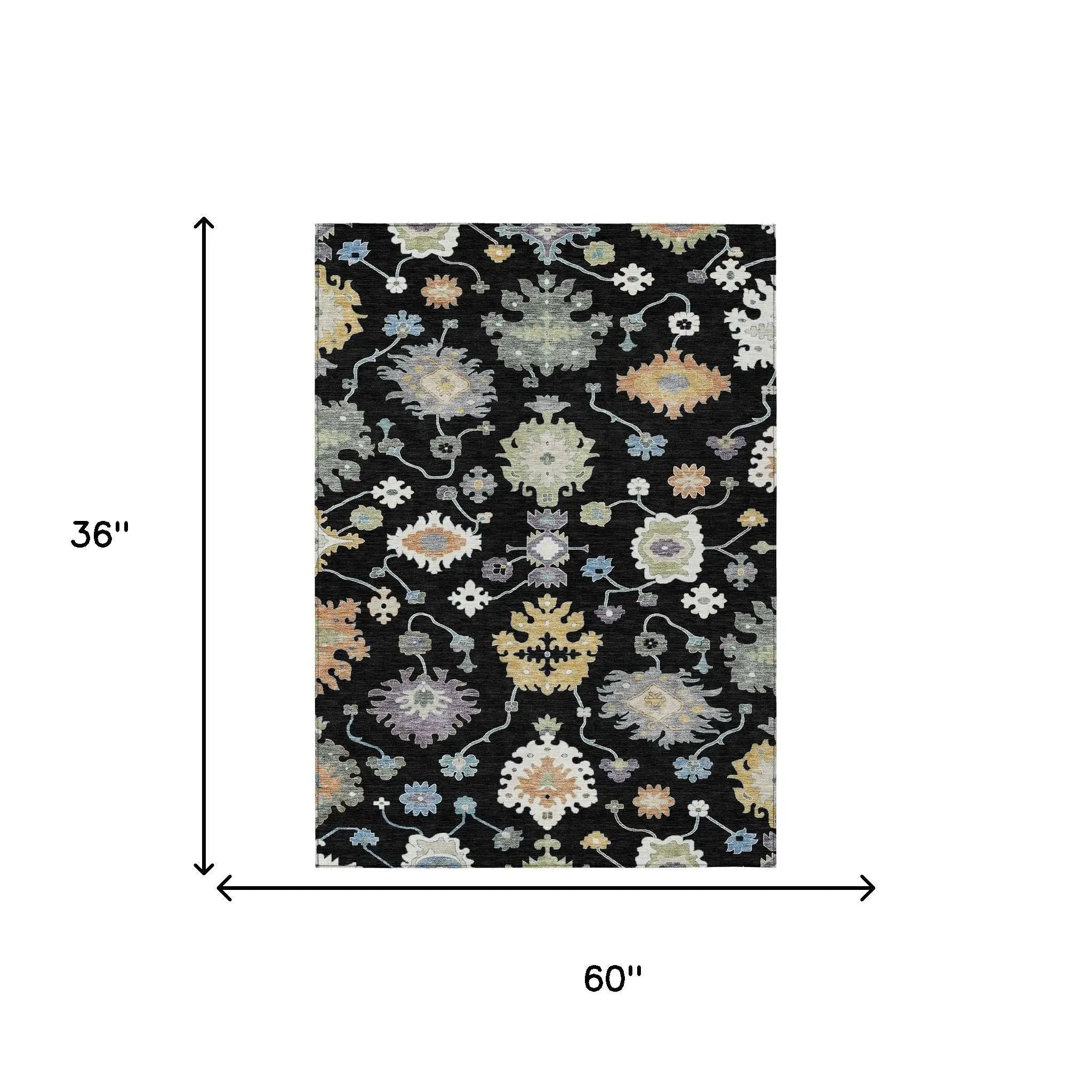 3' X 5' Black And Beige Oriental Washable Indoor Outdoor Area Rug Homeroots Outdoor
