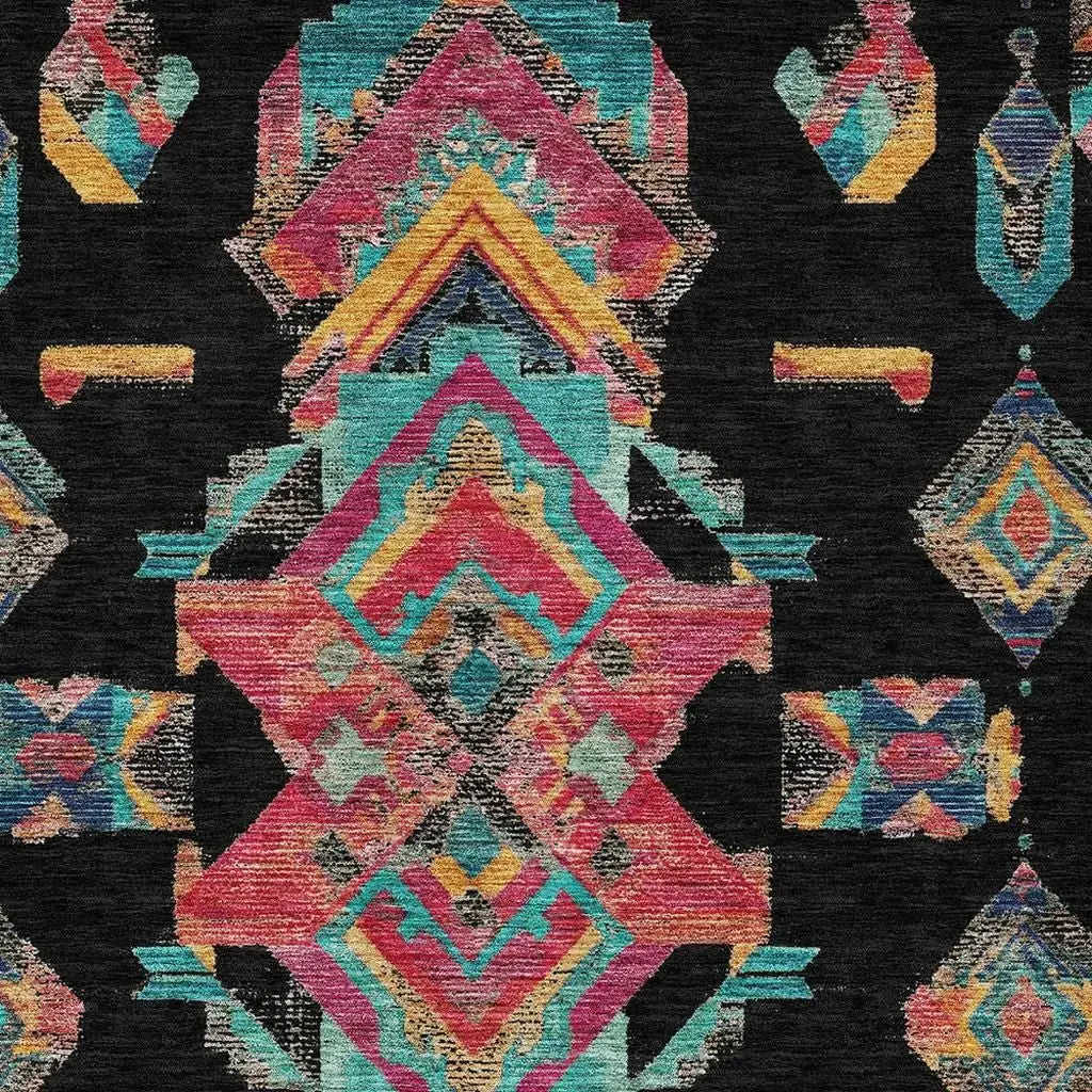 3' X 5' Black And Beige Tribal Washable Indoor Outdoor Area Rug Homeroots Outdoor