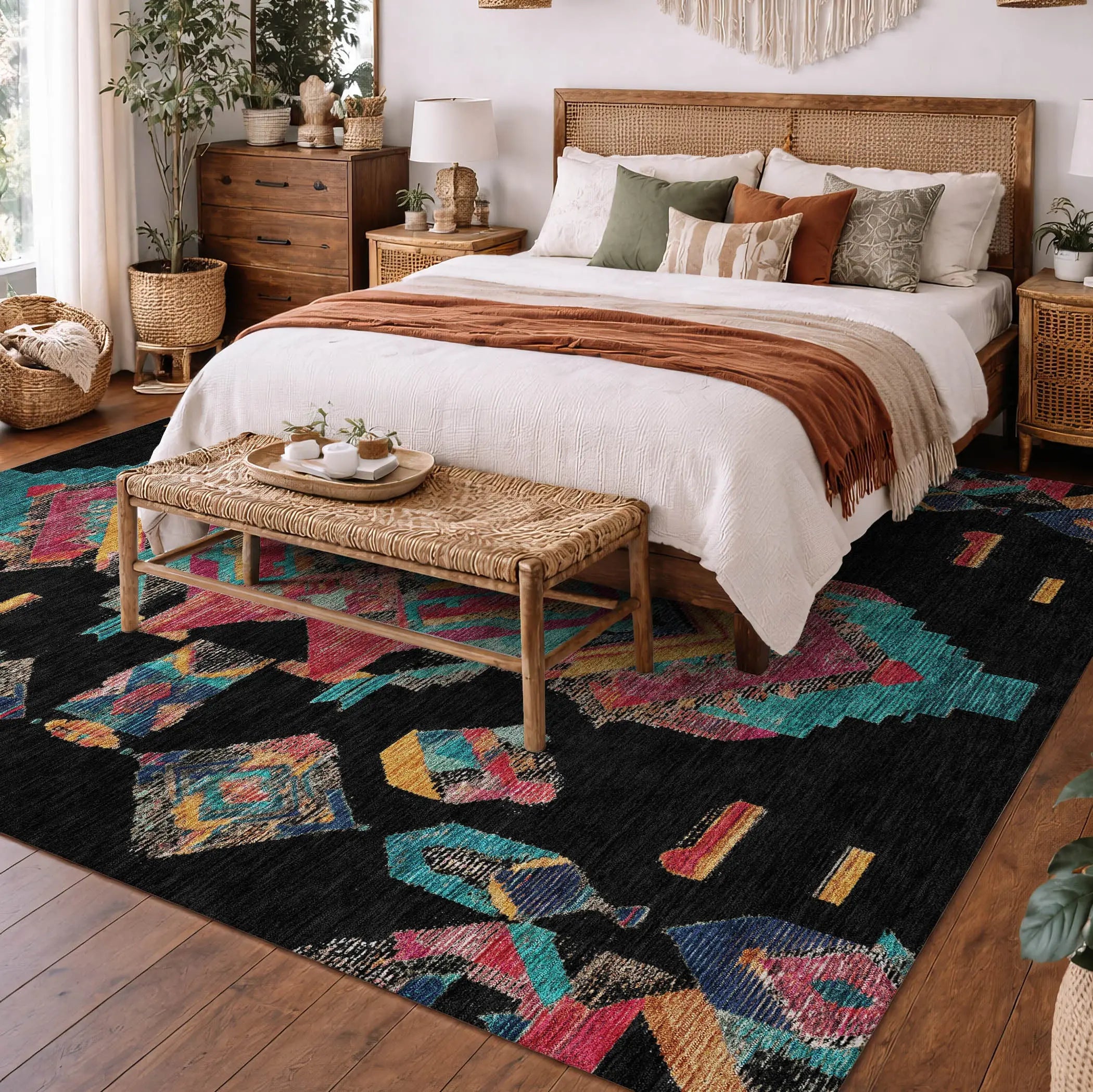3' X 5' Black And Beige Tribal Washable Indoor Outdoor Area Rug Homeroots Outdoor