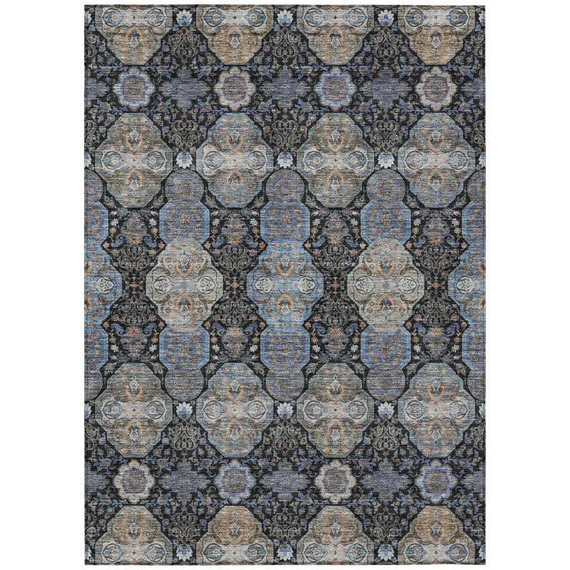 3' X 5' Black And Blue Floral Washable Indoor Outdoor Area Rug Homeroots Outdoor