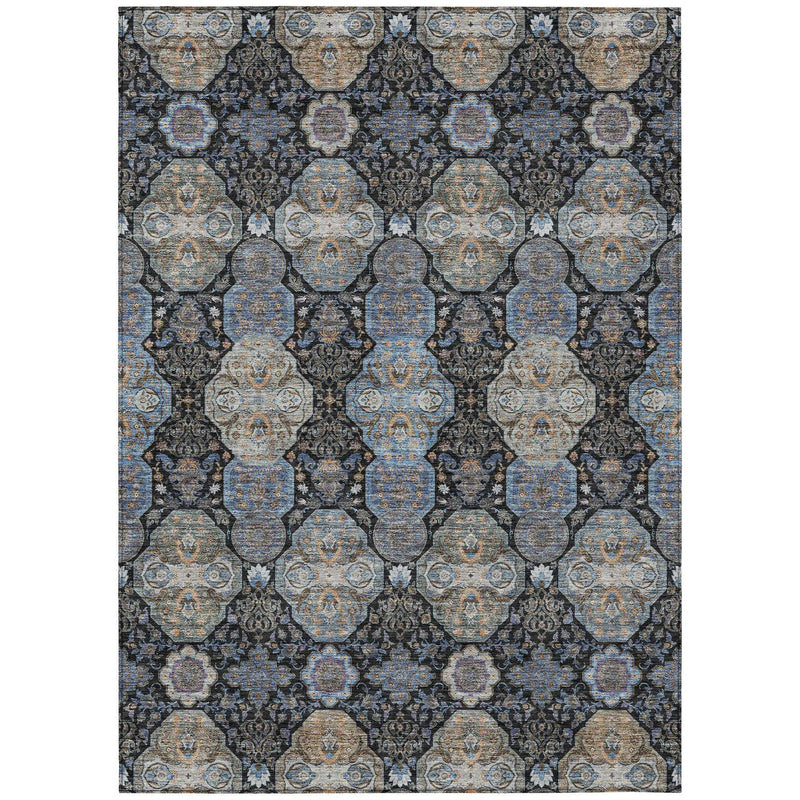 3' X 5' Black And Blue Floral Washable Indoor Outdoor Area Rug Homeroots Outdoor