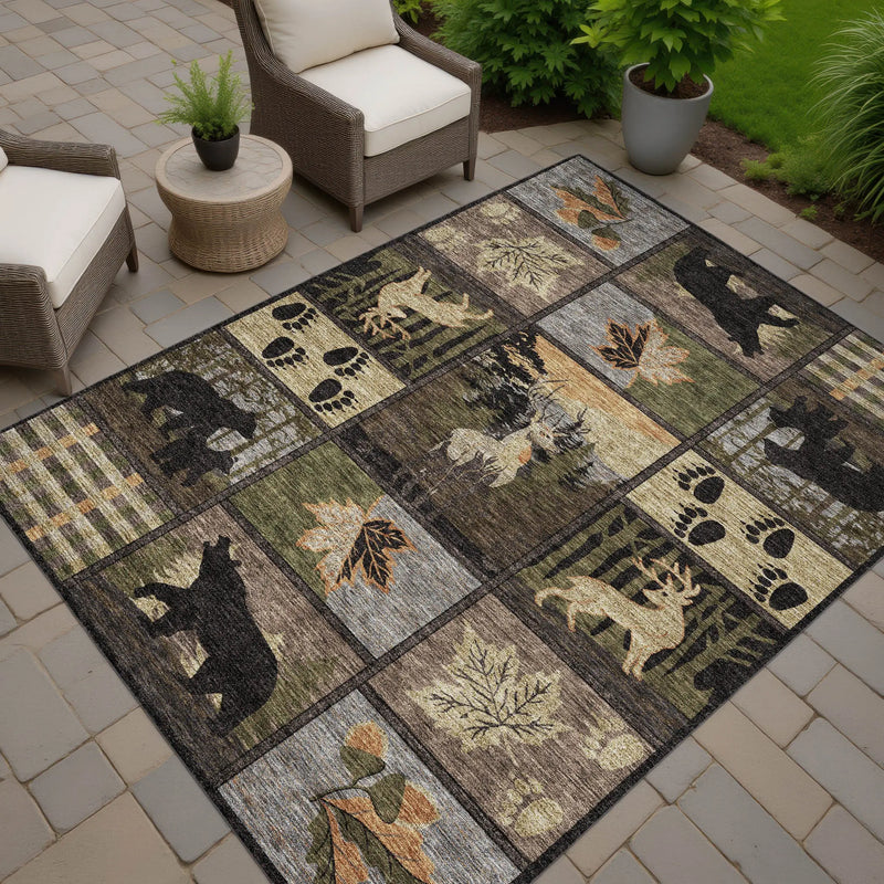 3' X 5' Black And Brown Bear Washable Indoor Outdoor Area Rug Homeroots Outdoor