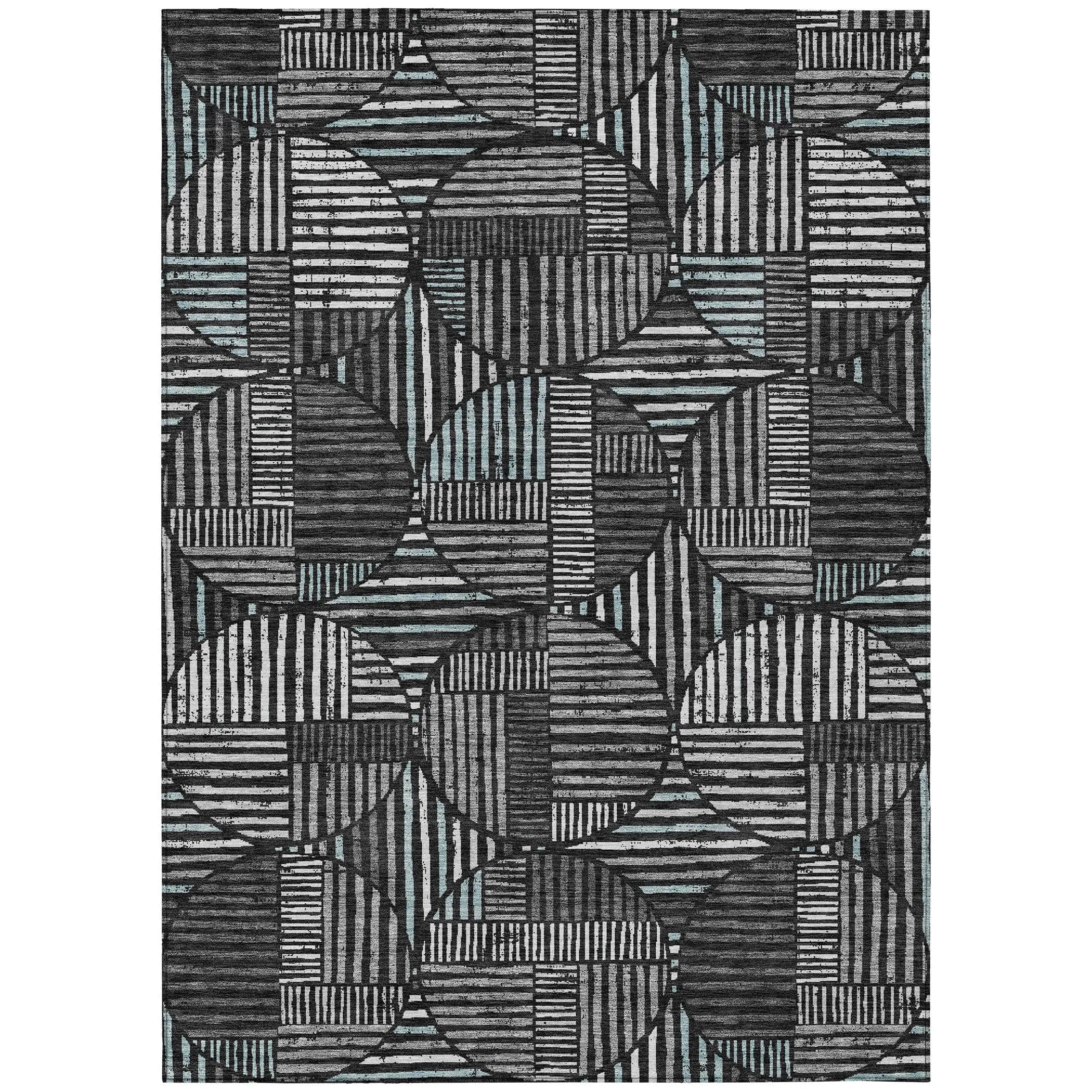 3' X 5' Black And Brown Geometric Washable Indoor Outdoor Area Rug Homeroots Outdoor