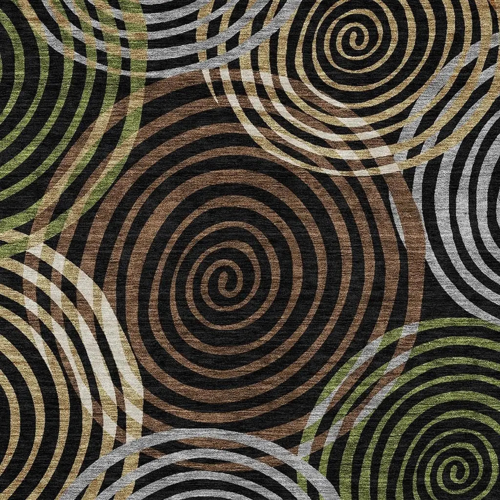 3' X 5' Black And Brown Geometric Washable Indoor Outdoor Area Rug Homeroots Outdoor