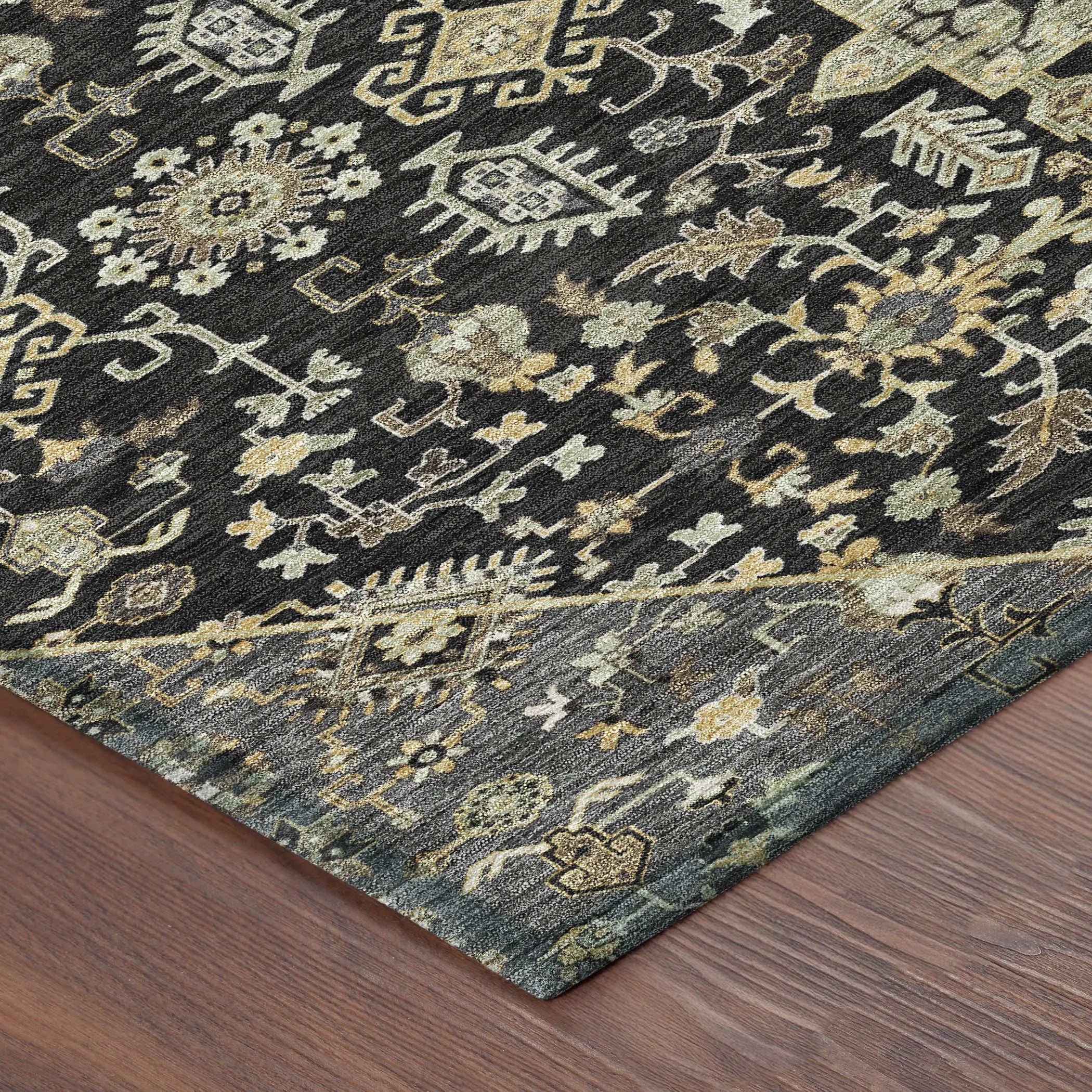 3' X 5' Black And Brown Medallion Washable Indoor Outdoor Area Rug Homeroots Outdoor