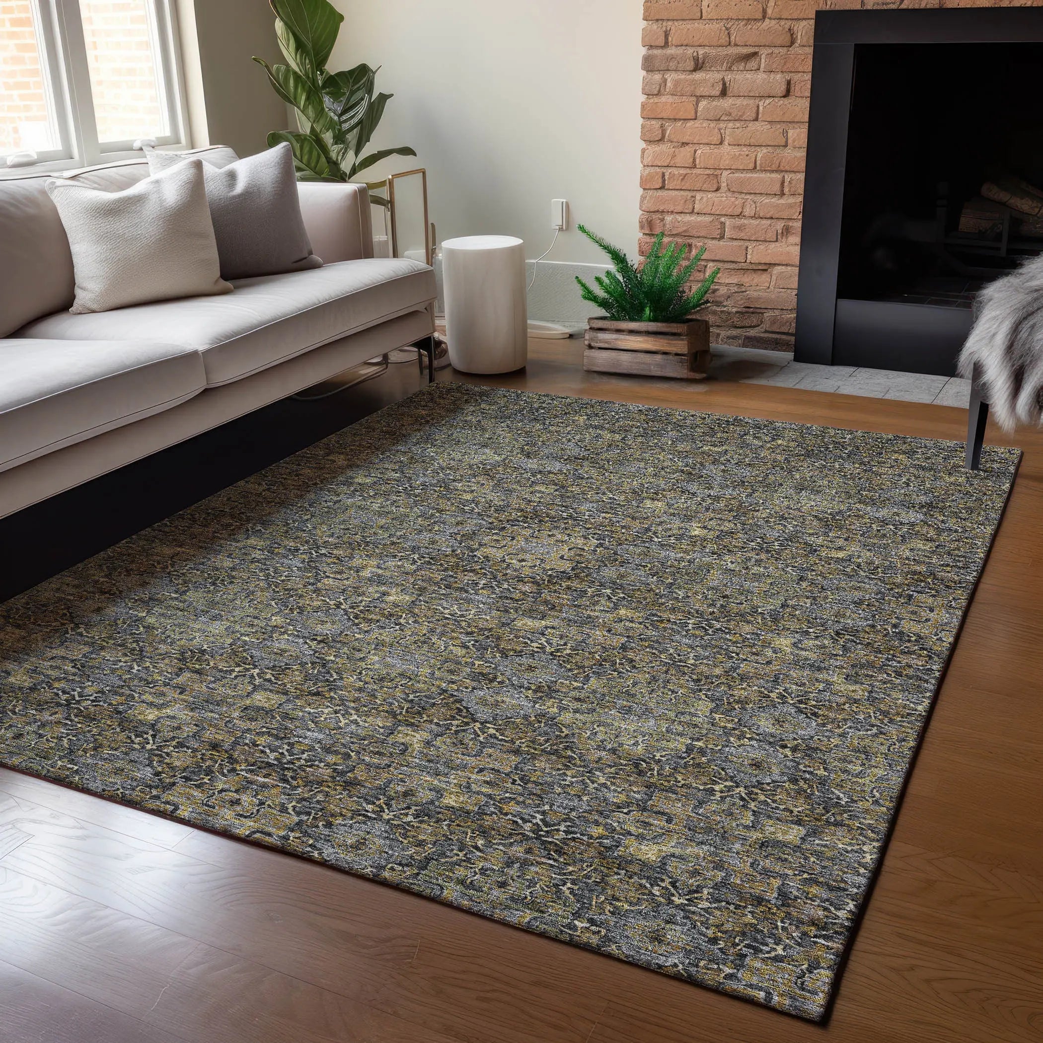 3' X 5' Black And Brown Oriental Washable Indoor Outdoor Area Rug Homeroots Outdoor