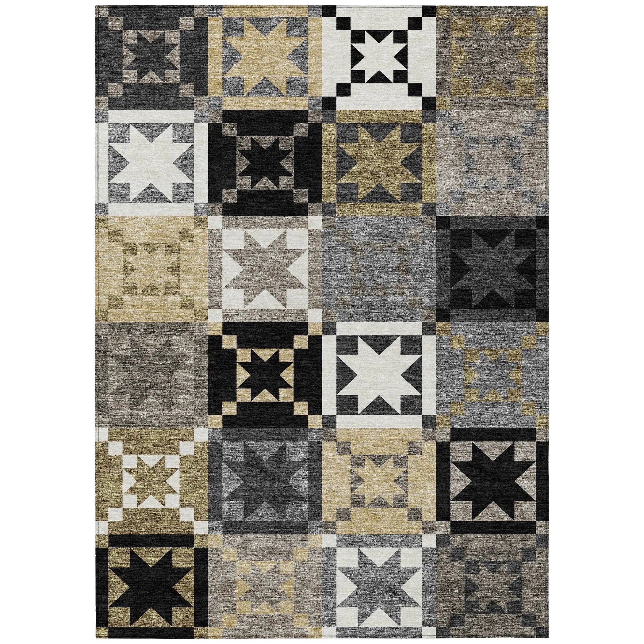 3' X 5' Black And Brown Patchwork Washable Indoor Outdoor Area Rug Homeroots Outdoor