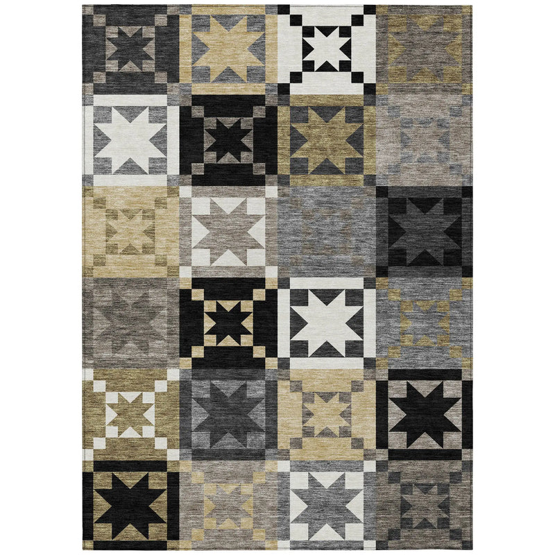 3' X 5' Black And Brown Patchwork Washable Indoor Outdoor Area Rug Homeroots Outdoor