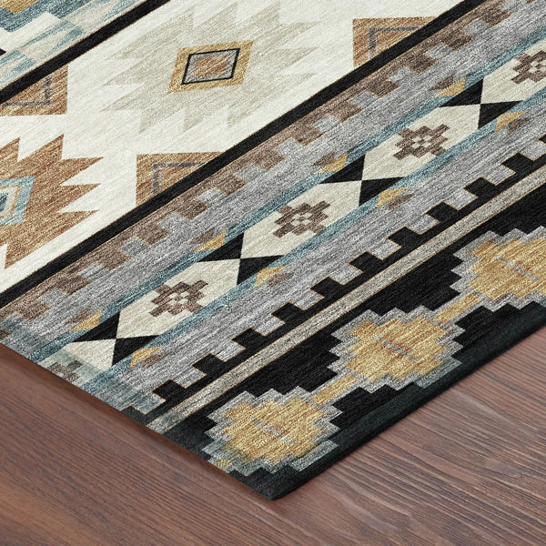 3' X 5' Black And Brown Southwestern Washable Indoor Outdoor Area Rug Homeroots Outdoor