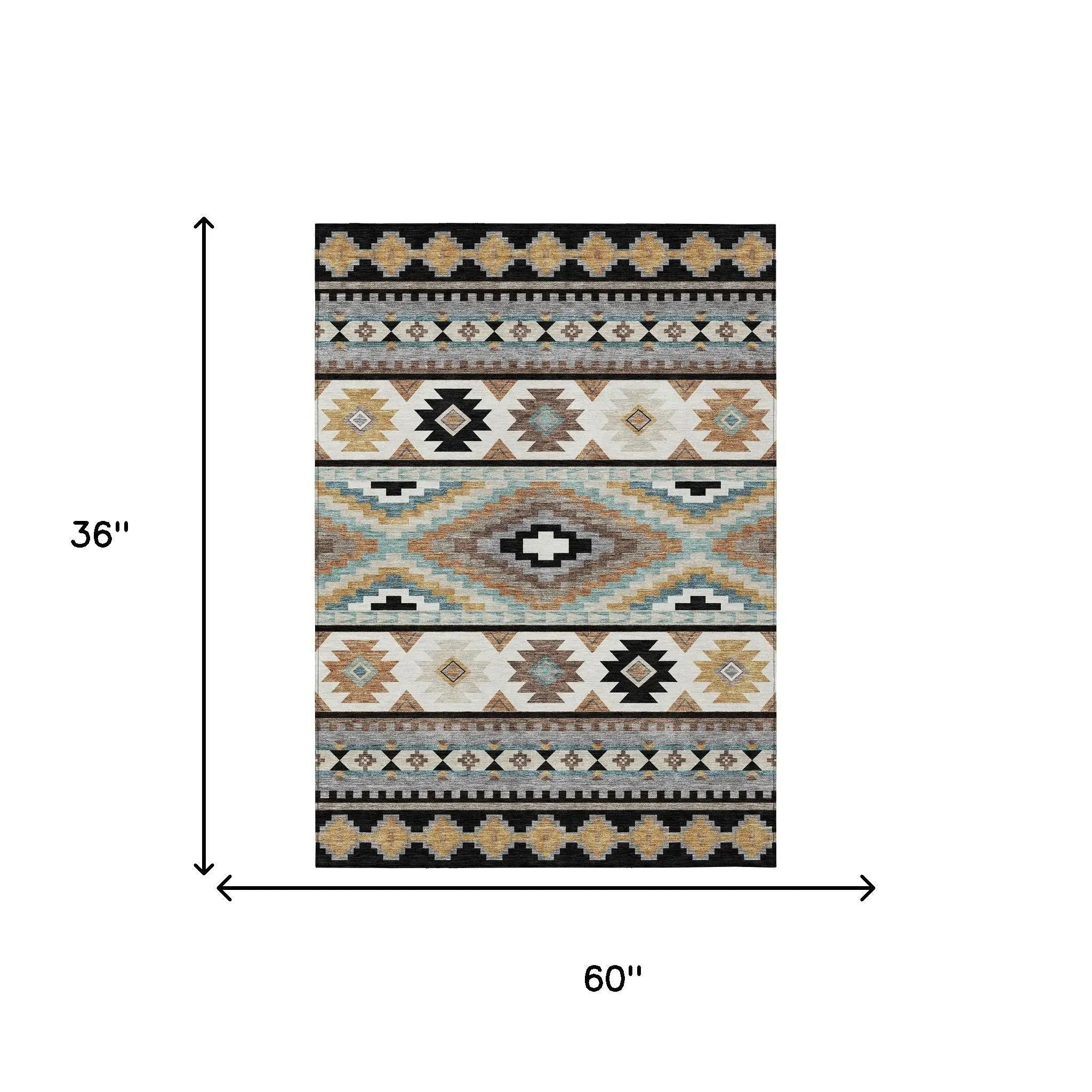 3' X 5' Black And Brown Southwestern Washable Indoor Outdoor Area Rug Homeroots Outdoor