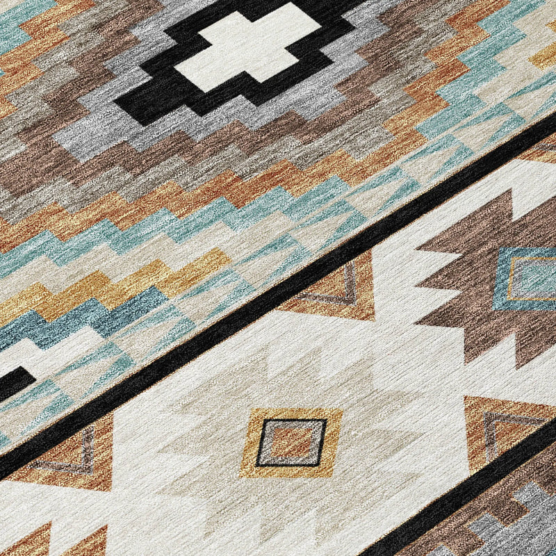 3' X 5' Black And Brown Southwestern Washable Indoor Outdoor Area Rug Homeroots Outdoor