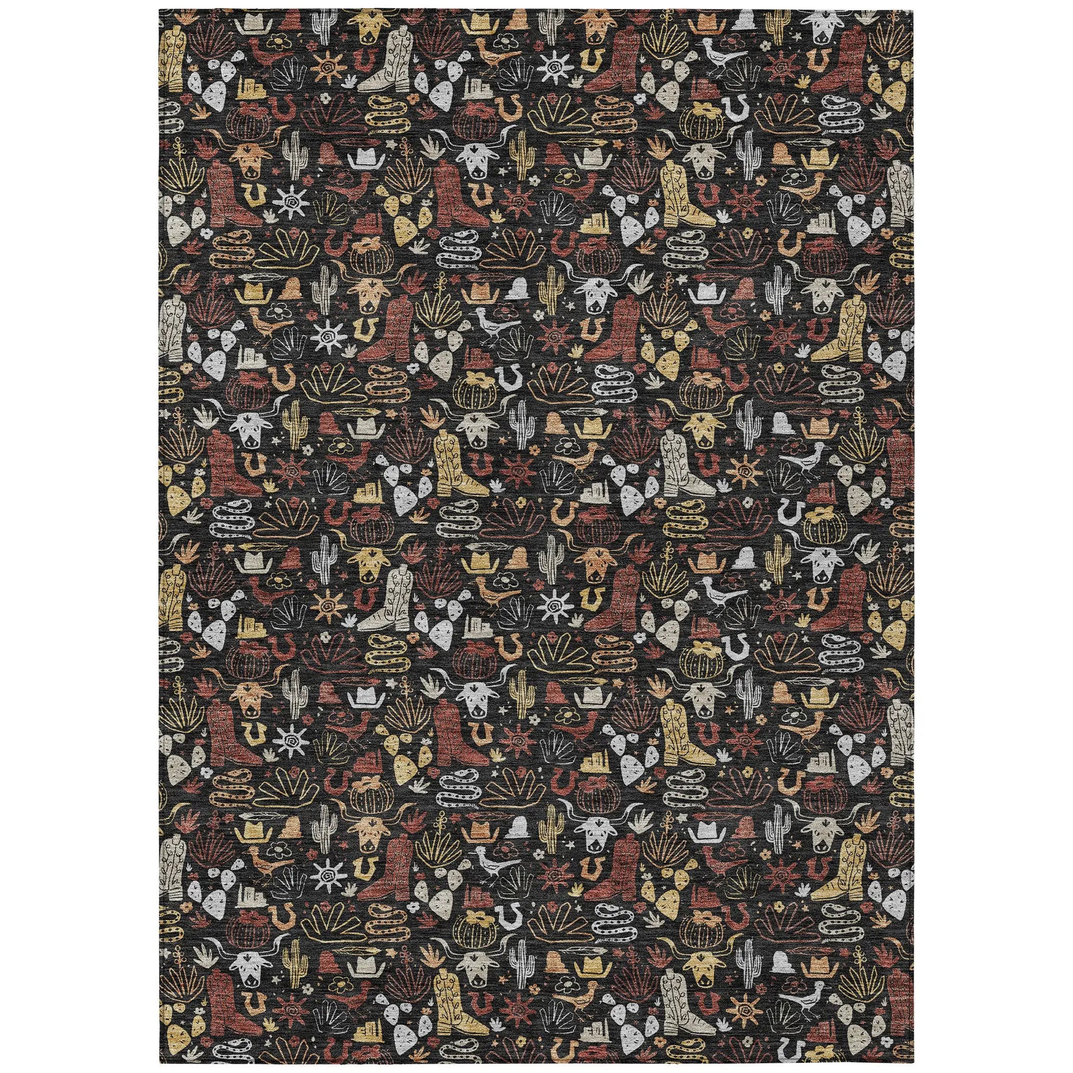 3' X 5' Black And Brown Stars Washable Indoor Outdoor Area Rug Homeroots Outdoor