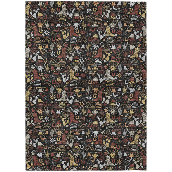 3' X 5' Black And Brown Stars Washable Indoor Outdoor Area Rug Homeroots Outdoor