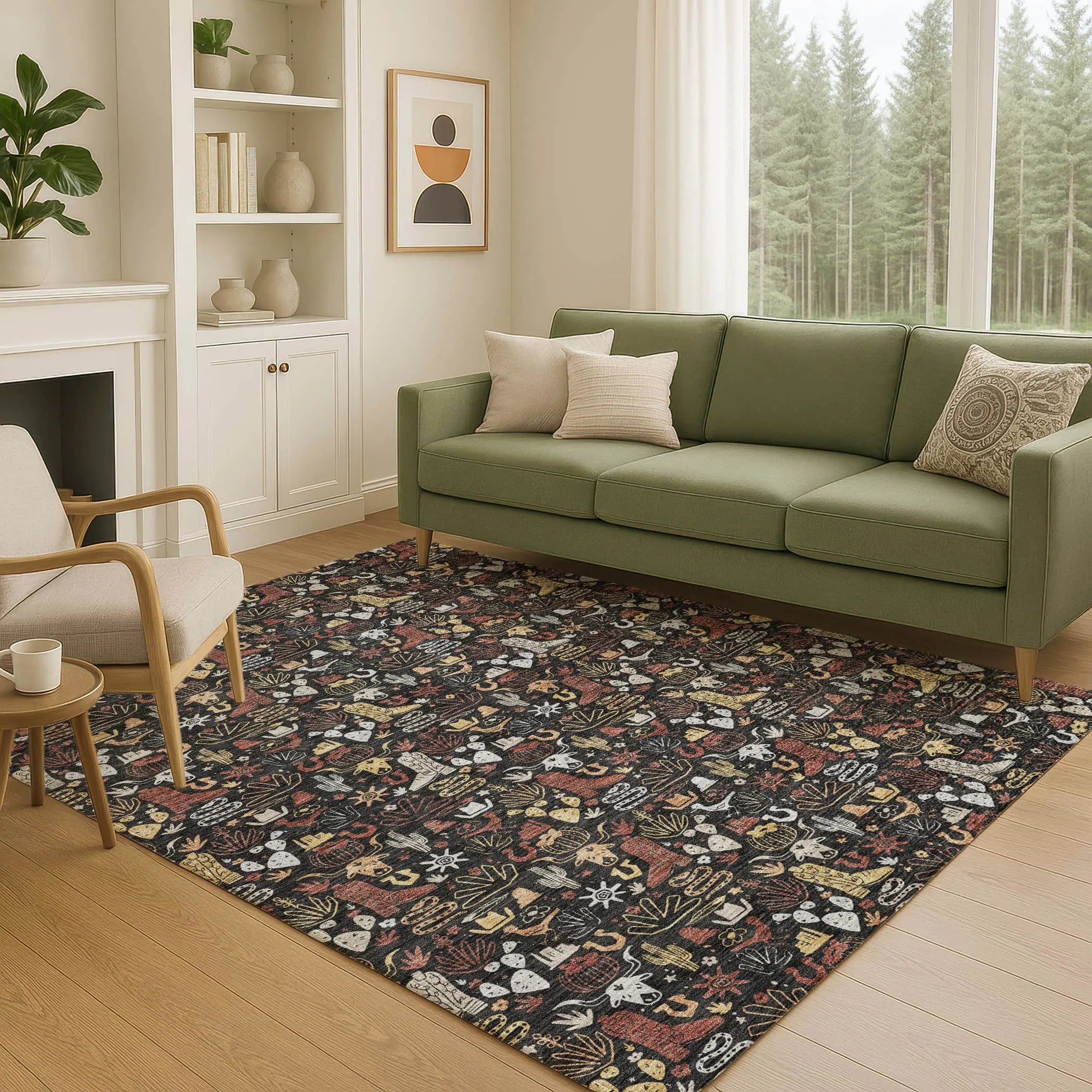 3' X 5' Black And Brown Stars Washable Indoor Outdoor Area Rug Homeroots Outdoor