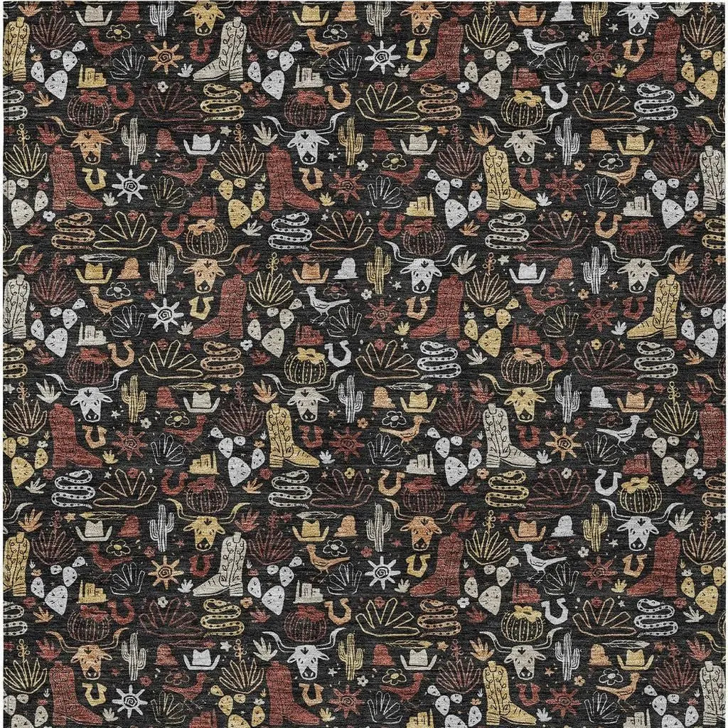 3' X 5' Black And Brown Stars Washable Indoor Outdoor Area Rug Homeroots Outdoor