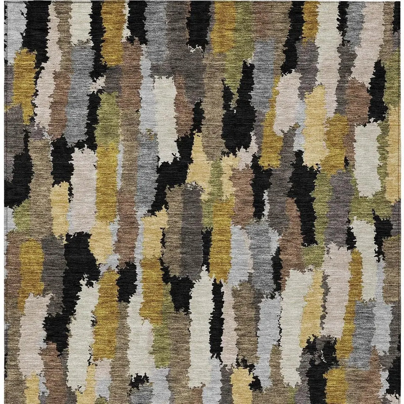 3' X 5' Black And Brown Striped Washable Indoor Outdoor Area Rug Homeroots Outdoor
