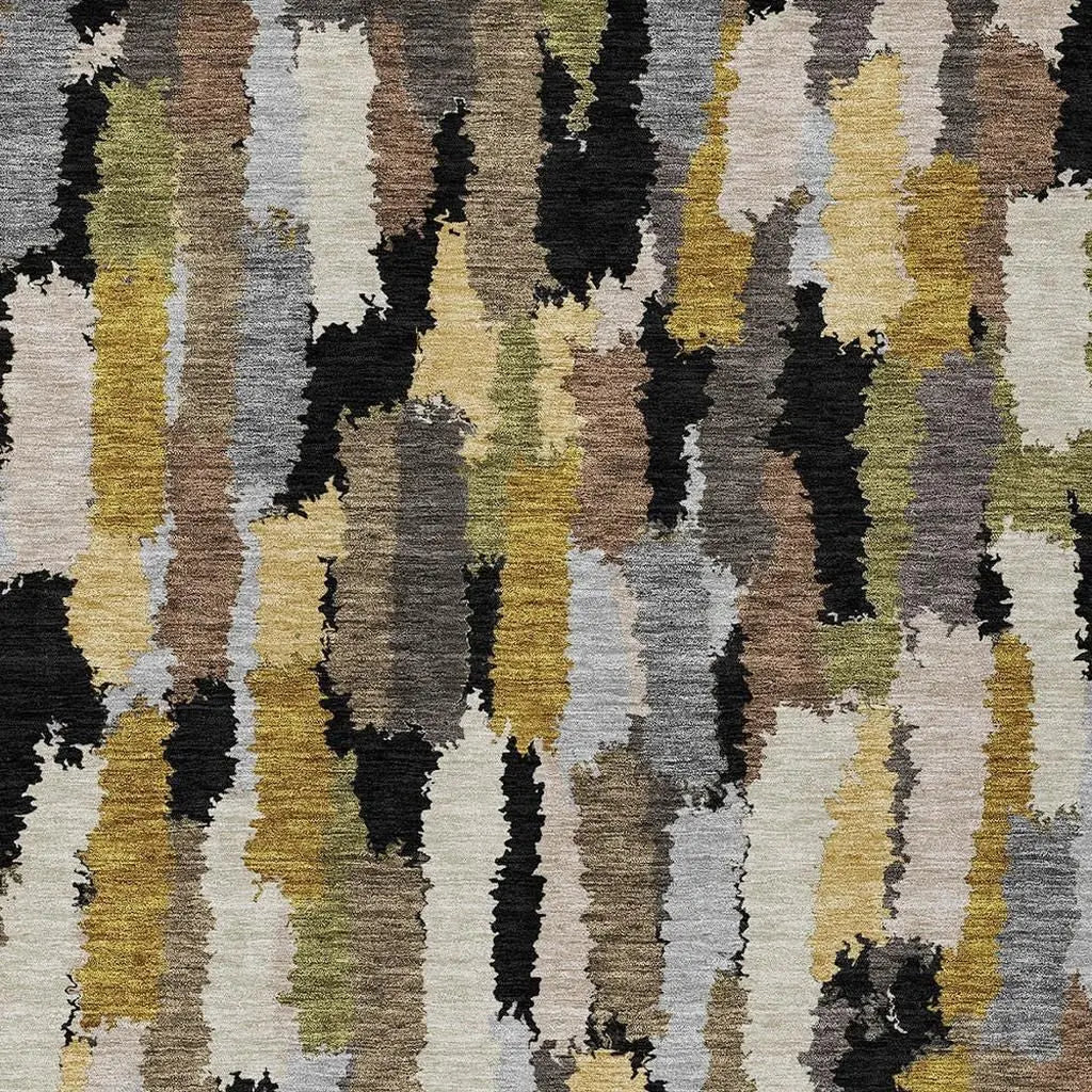 3' X 5' Black And Brown Striped Washable Indoor Outdoor Area Rug Homeroots Outdoor