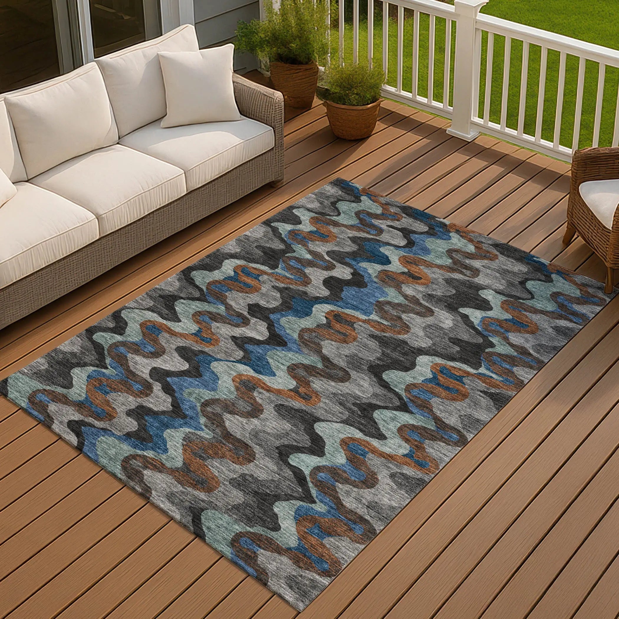 3' X 5' Black And Charcoal Abstract Washable Indoor Outdoor Area Rug Homeroots Outdoor