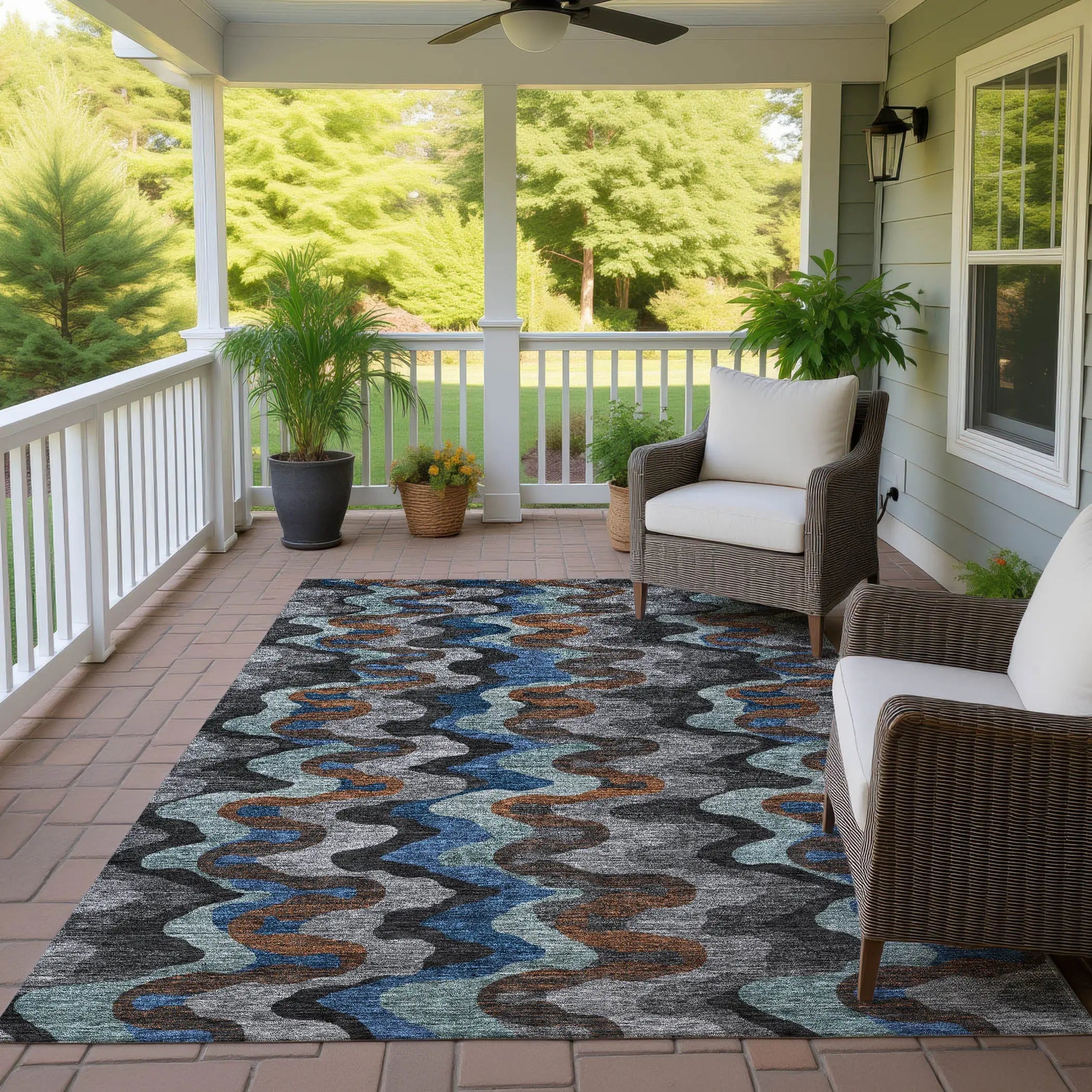 3' X 5' Black And Charcoal Abstract Washable Indoor Outdoor Area Rug Homeroots Outdoor