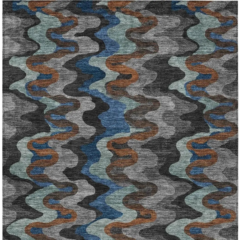 3' X 5' Black And Charcoal Abstract Washable Indoor Outdoor Area Rug Homeroots Outdoor