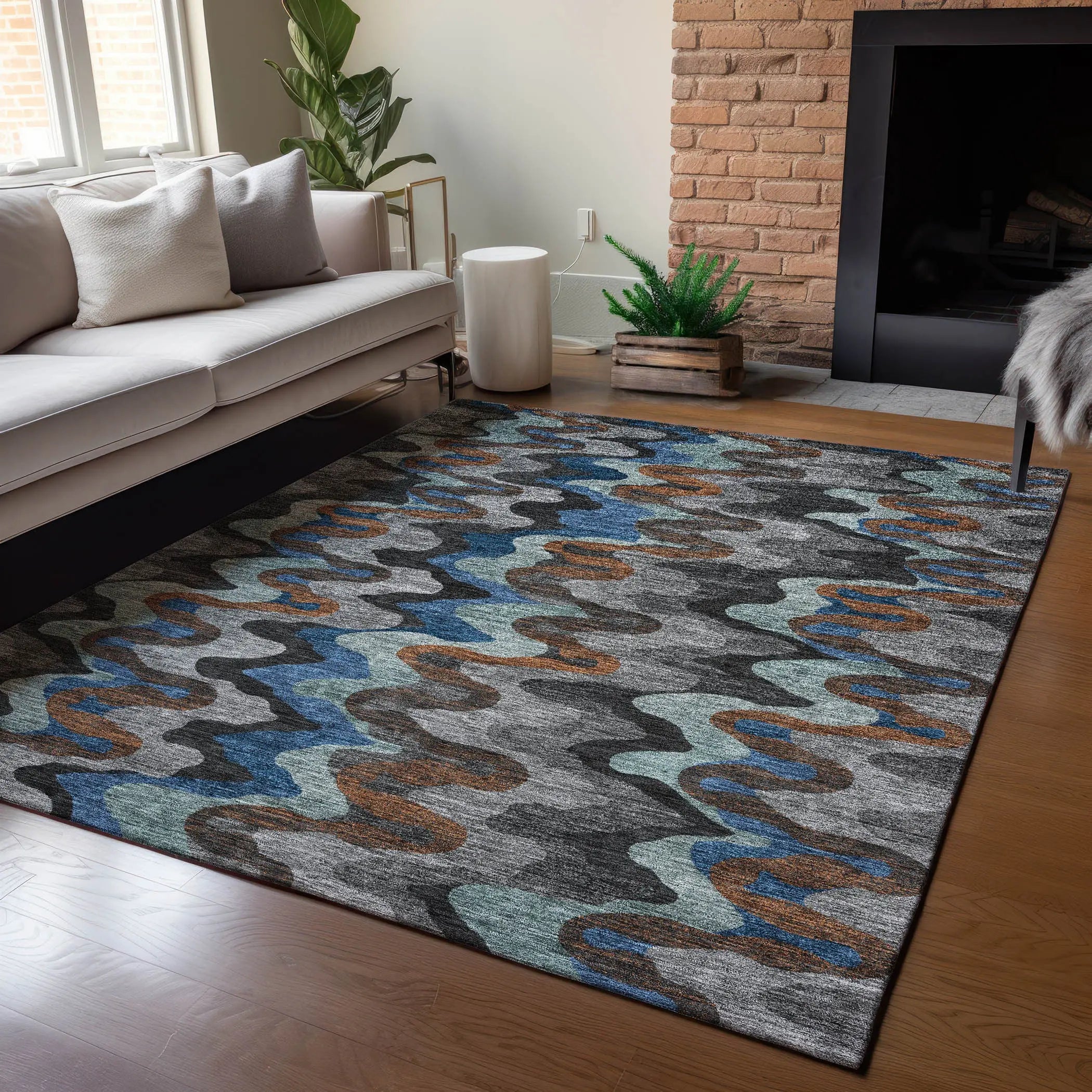 3' X 5' Black And Charcoal Abstract Washable Indoor Outdoor Area Rug Homeroots Outdoor