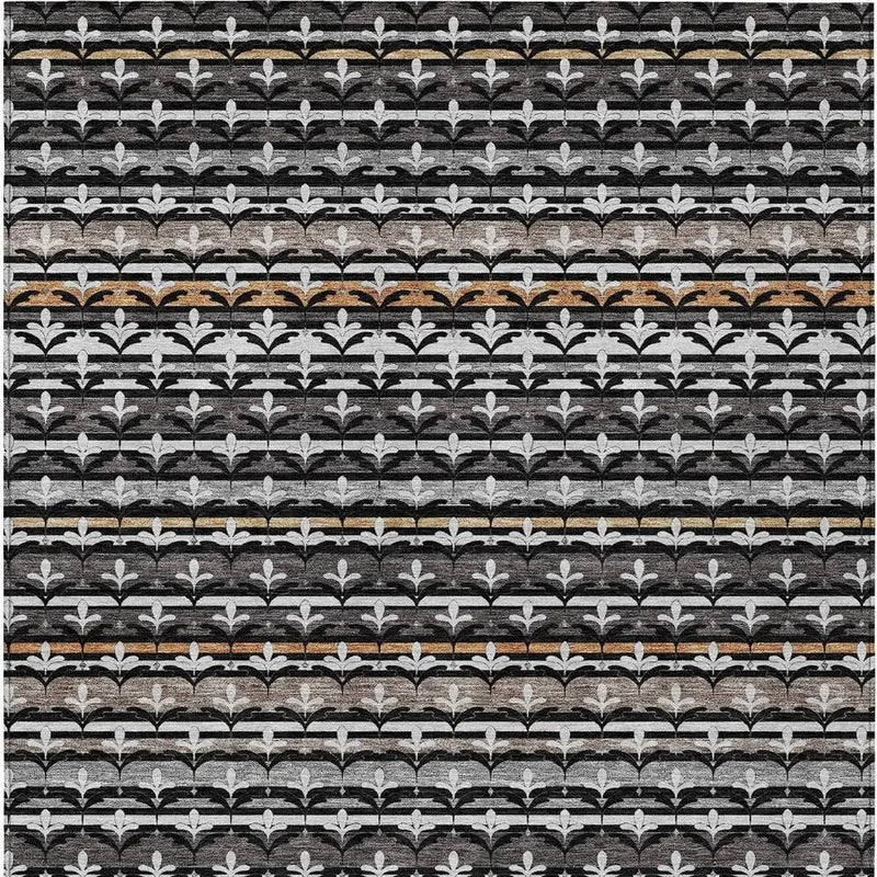 3' X 5' Black And Charcoal Damask Washable Indoor Outdoor Area Rug Homeroots Outdoor