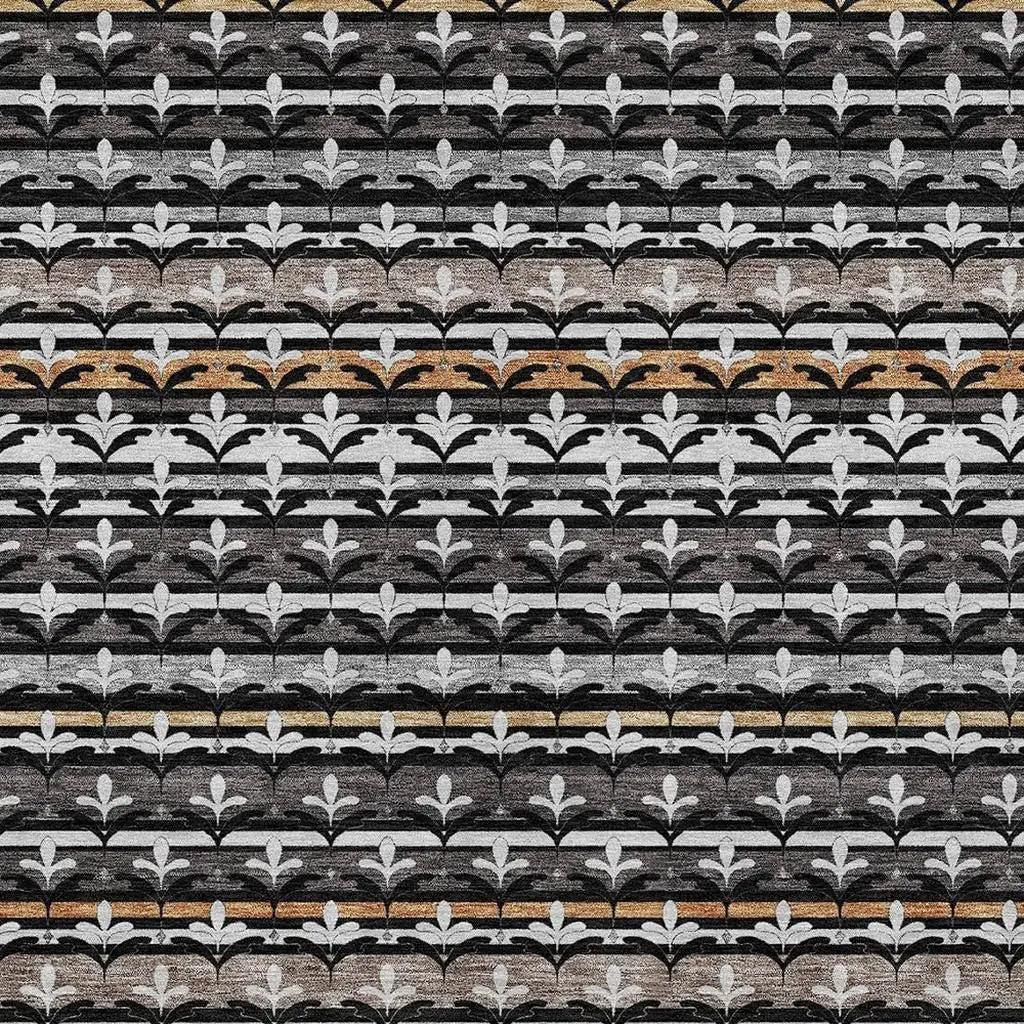 3' X 5' Black And Charcoal Damask Washable Indoor Outdoor Area Rug Homeroots Outdoor