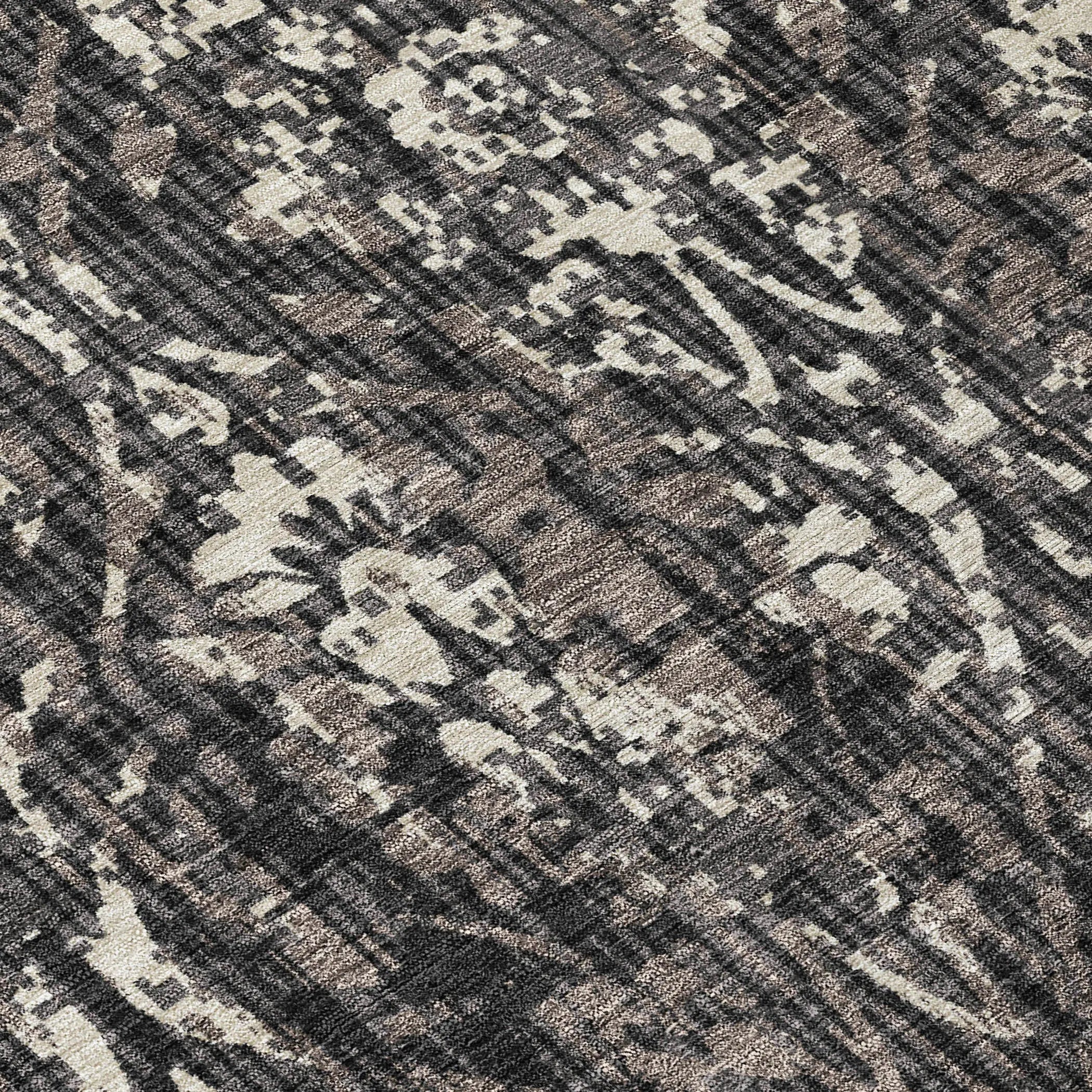 3' X 5' Black And Charcoal Damask Washable Indoor Outdoor Area Rug Homeroots Outdoor