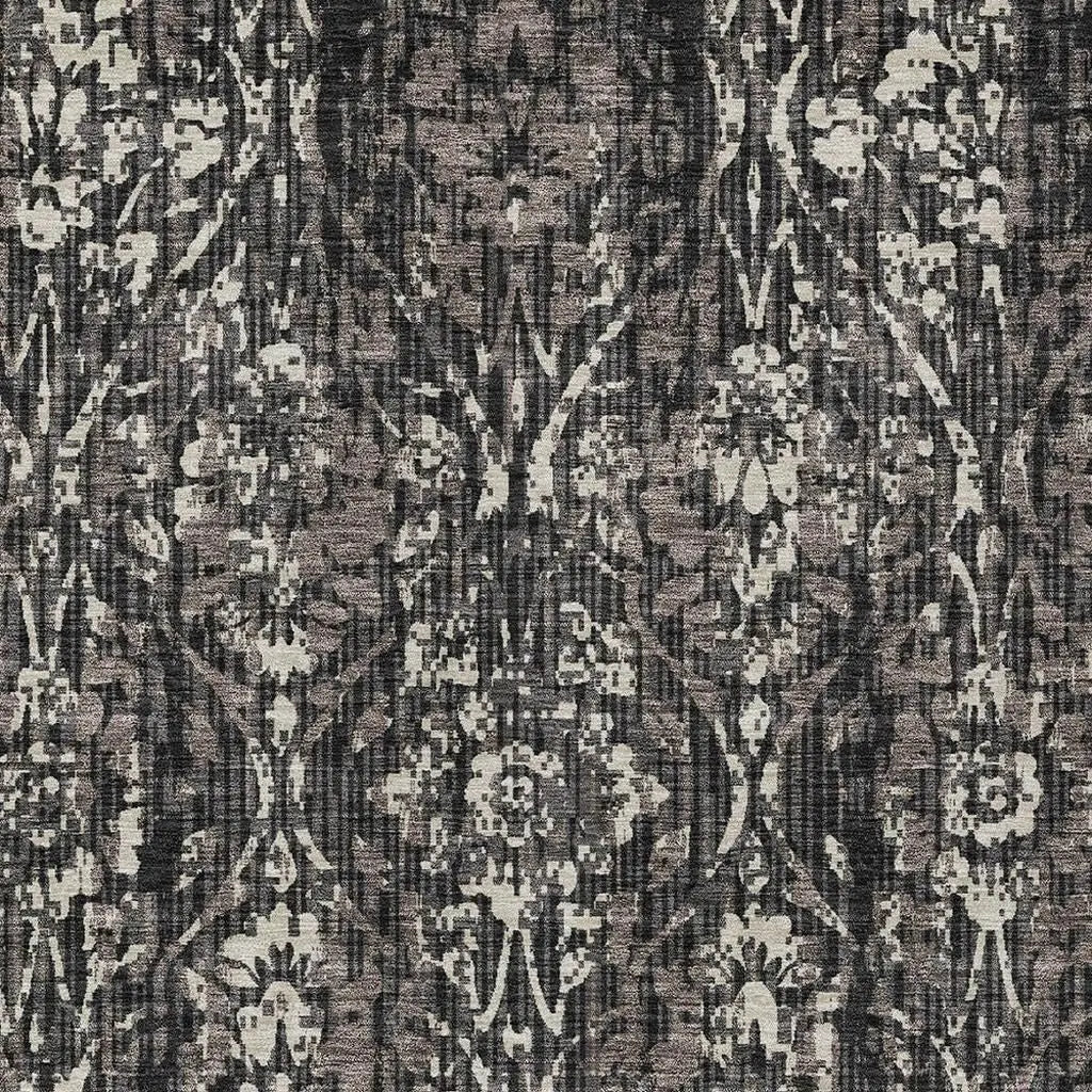 3' X 5' Black And Charcoal Damask Washable Indoor Outdoor Area Rug Homeroots Outdoor