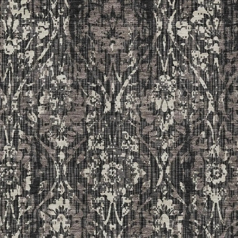 3' X 5' Black And Charcoal Damask Washable Indoor Outdoor Area Rug Homeroots Outdoor