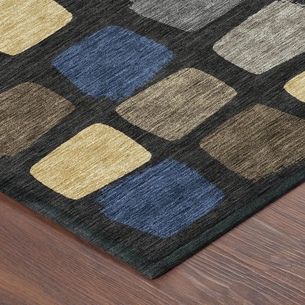 3' X 5' Black And Charcoal Geometric Washable Indoor Outdoor Area Rug Homeroots Outdoor