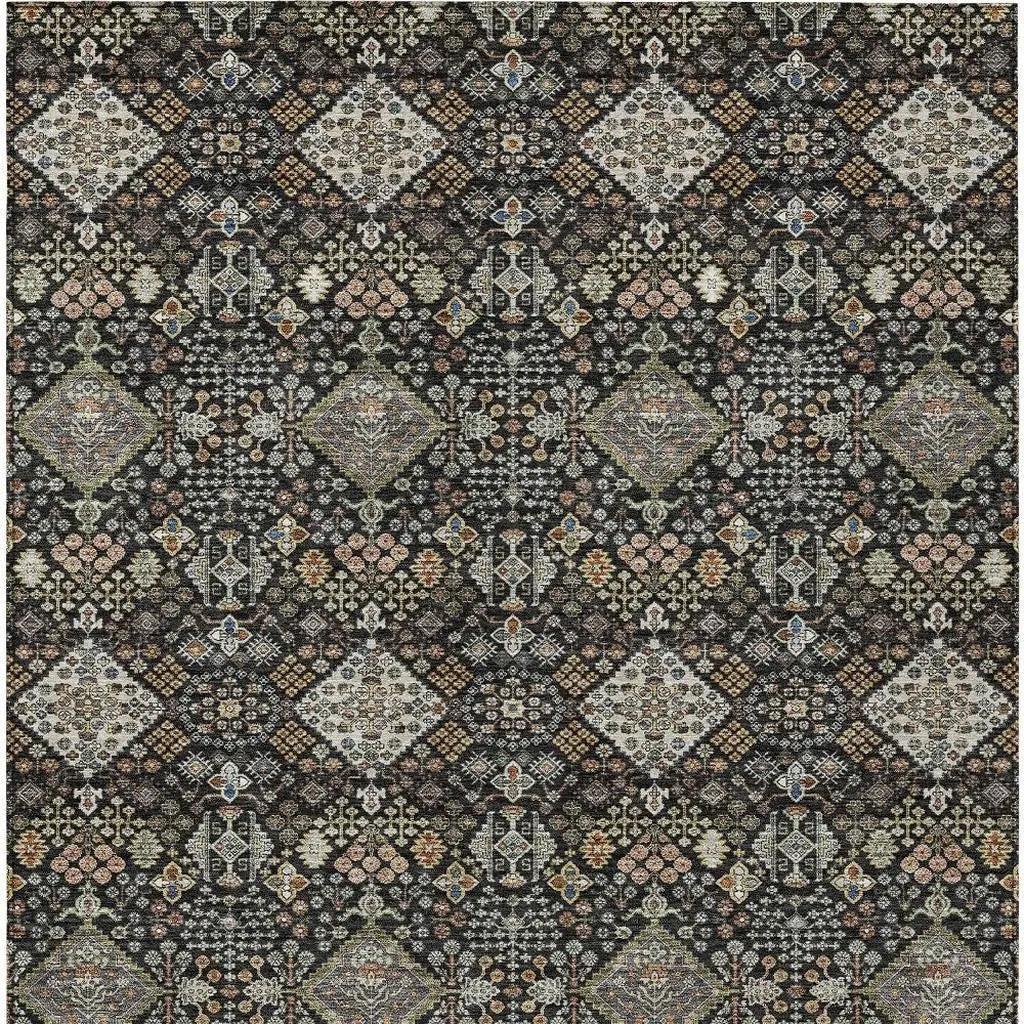 3' X 5' Black And Charcoal Geometric Washable Indoor Outdoor Area Rug Homeroots Outdoor