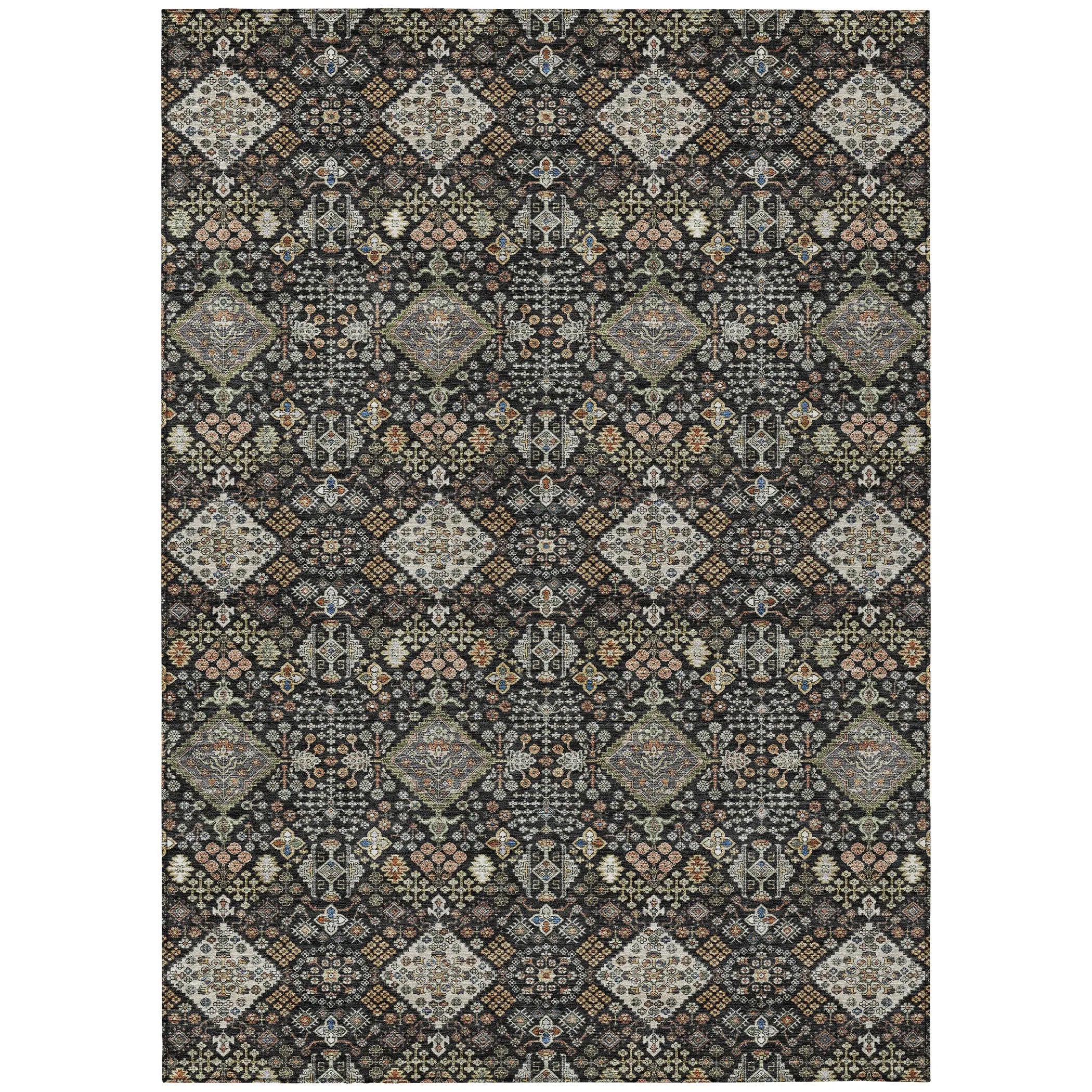 3' X 5' Black And Charcoal Geometric Washable Indoor Outdoor Area Rug Homeroots Outdoor