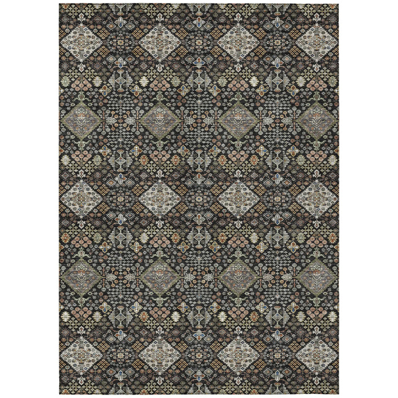 3' X 5' Black And Charcoal Geometric Washable Indoor Outdoor Area Rug Homeroots Outdoor