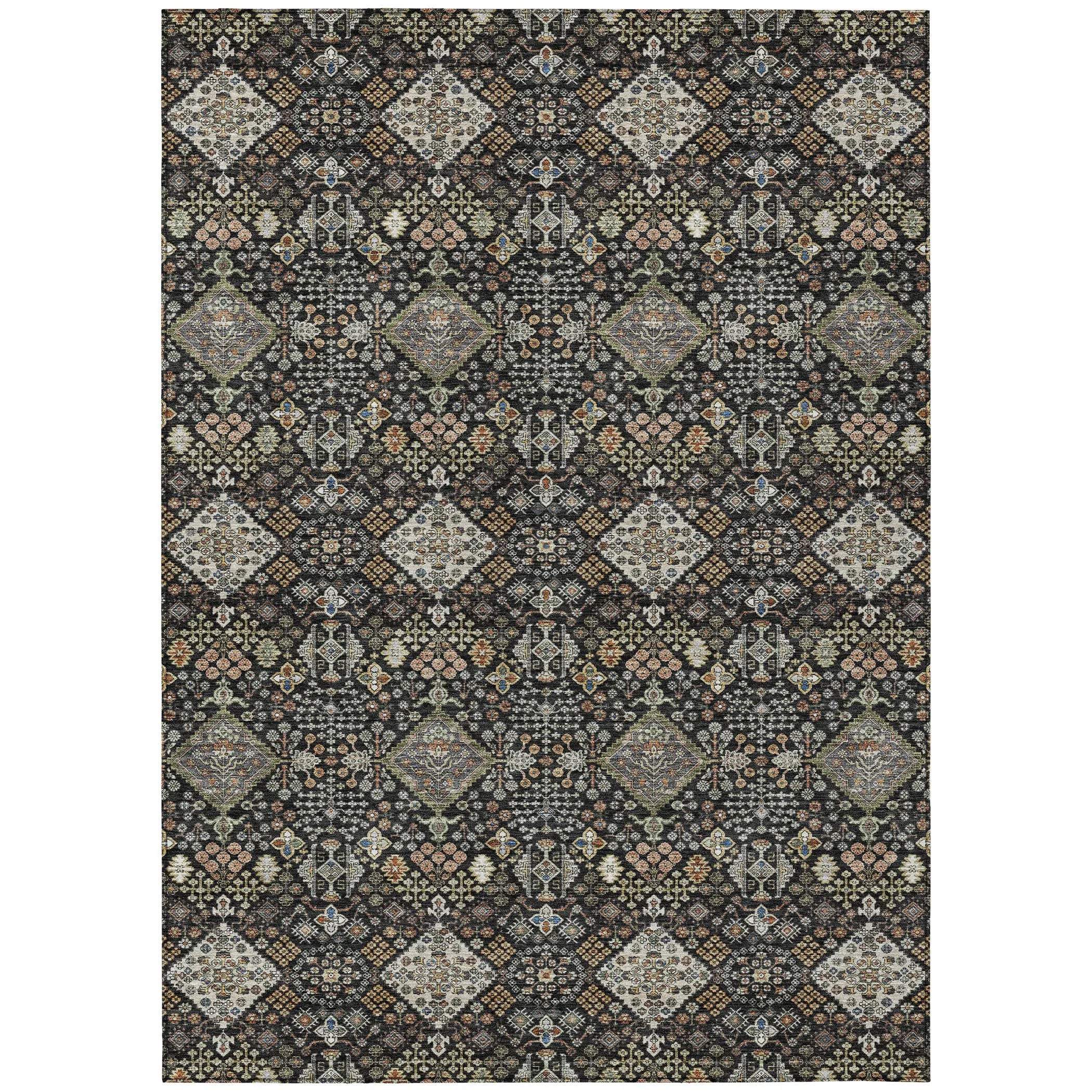 3' X 5' Black And Charcoal Geometric Washable Indoor Outdoor Area Rug Homeroots Outdoor