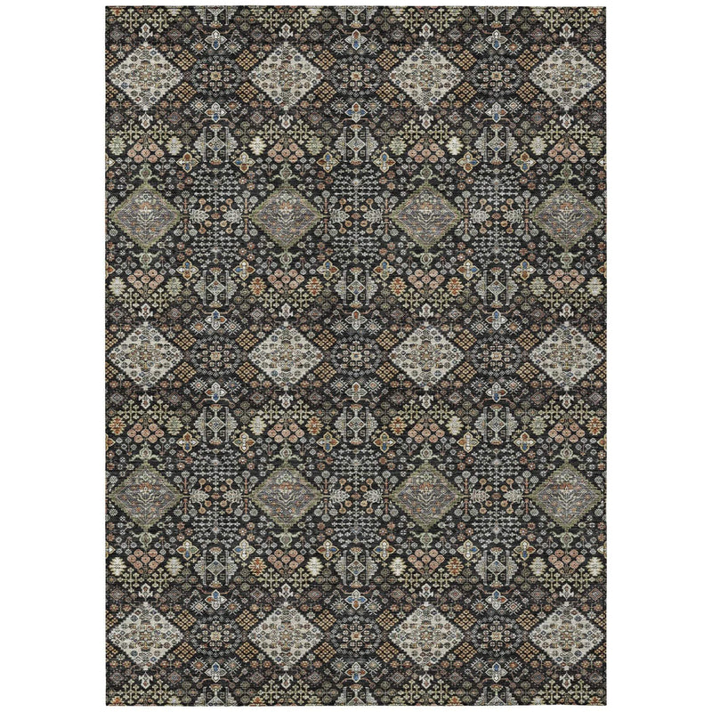 3' X 5' Black And Charcoal Geometric Washable Indoor Outdoor Area Rug Homeroots Outdoor