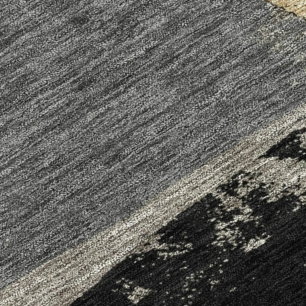 3' X 5' Black And Charcoal Geometric Washable Indoor Outdoor Area Rug Homeroots Outdoor