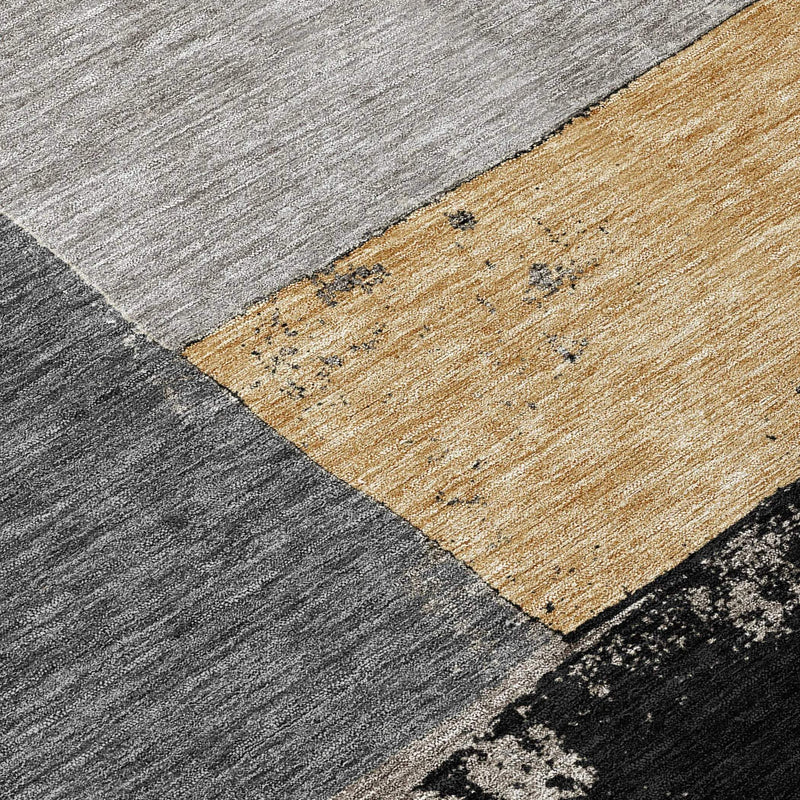 3' X 5' Black And Charcoal Geometric Washable Indoor Outdoor Area Rug Homeroots Outdoor